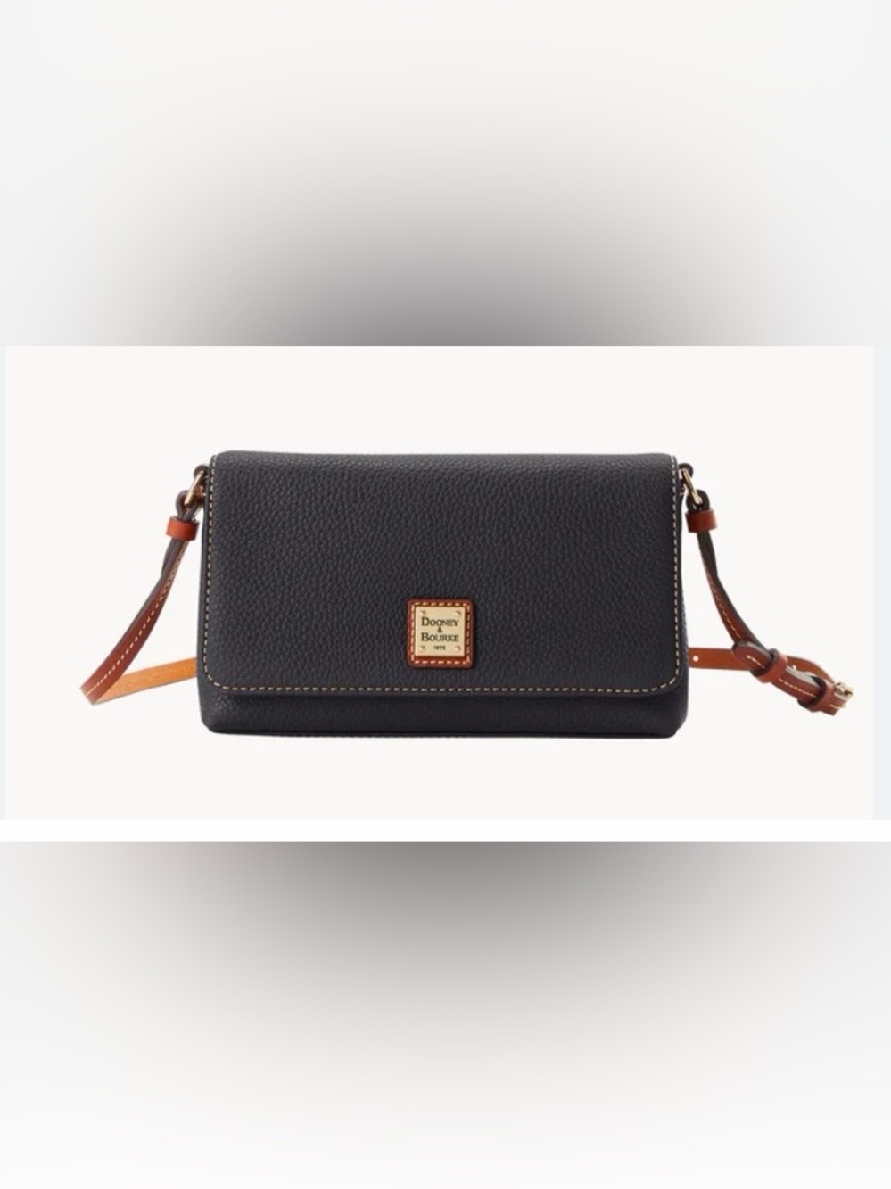 NWT Dooney & Bourke Black Pebble Leather Crossbody with Tan trim